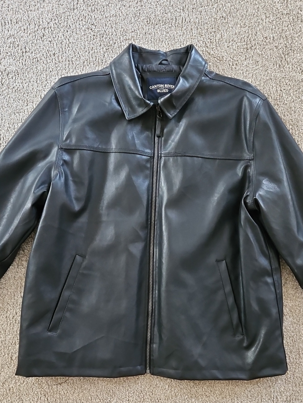 Canyon River Blues Men's Black Faux Leather Full Zip Jacket Size XL